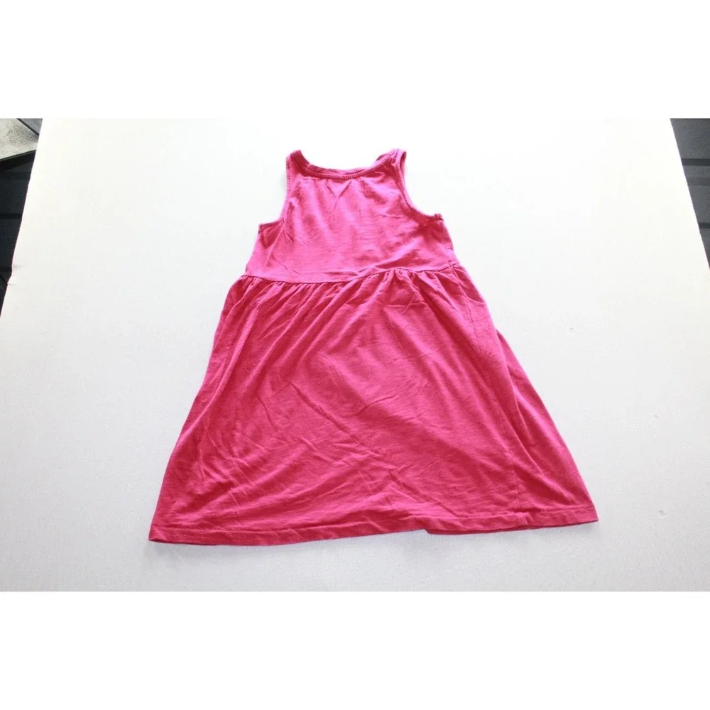 Old Navy Girls Sleeveless Jersey Dress Size L 10-12 Pink Solid Gathered Waist
